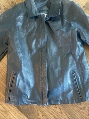 Via Accenti Black Genuine Leather Jacket Size A8